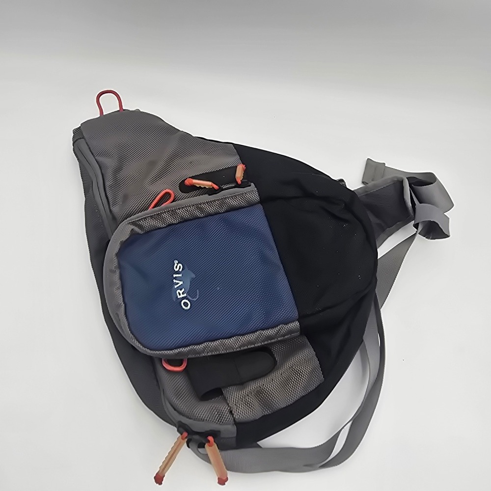 Orvis Safe Passage Sling Pack Fishing Bag Grey Black Blue Fly Fishing Gear